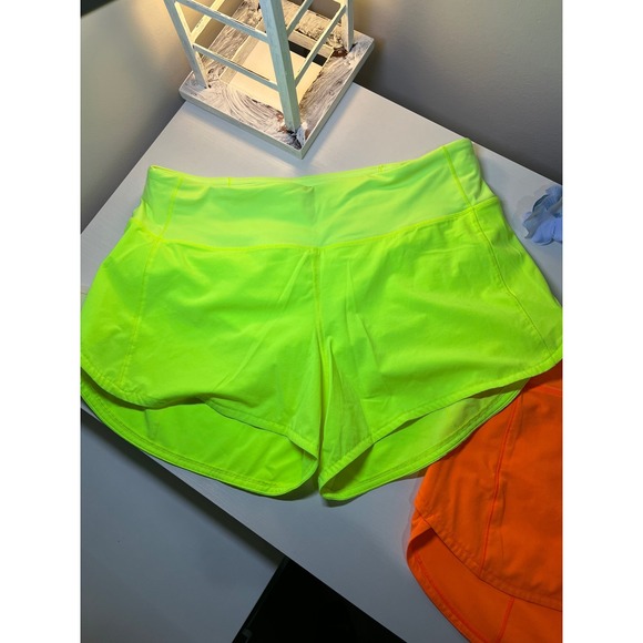 Lululemon Speed Up Low Rise Lined Running Shorts 4 Inch Neon Orange Yellow 8 - Picture 5 of 7